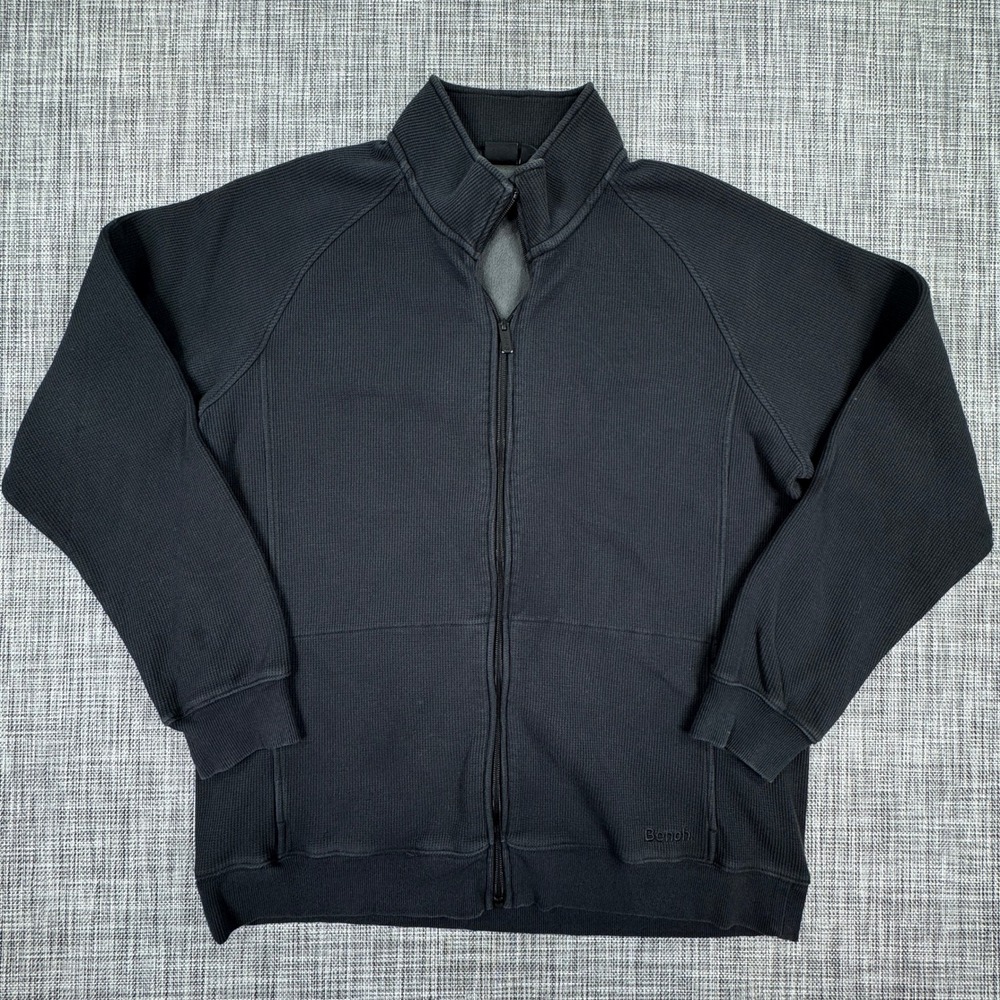Bench Men's Jacket Full Zip Ribbed Fleece Lined Black XL Casual Streetwear Urban